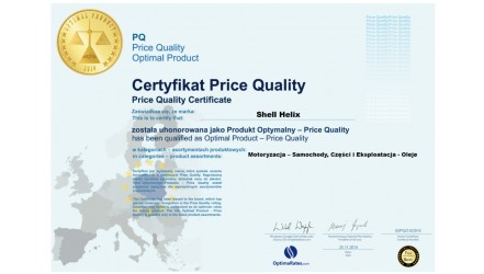 Shell Helix Certyfikat Produkt Optymalny